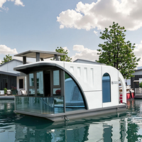 Maison flottante écologique durable, villa moderne, bureau, bâtiment en conteneur étanche avec panneaux sandwich, installation rapide