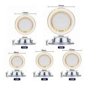 ดาวน์ไลท์ 5W 9W 12W 15W 18W โคมไฟเพดาน LED ทรงกลมแบบฝัง AC 220V 230V 240V แสงในร่ม แสงวอร์มไวท์ แสงคูลไวท์ - Product Image 2