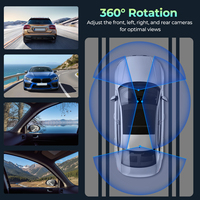 Cámara para Auto LAMTTO con Vista de 360 Grados, 4 Canales, Delantera y Trasera, WiFi 5G, Control por Aplicación, 8 Visores Nocturnos IR