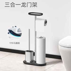 Portarrollos de Papel Higiénico Multifuncional de Acero Inoxidable con Forma de Pasarela, Soporte para Escobilla de Baño y Portarrollos de Papel Higiénico, Color Plateado - Product Image 5