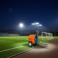 Générateur diesel 7M 4x400W, tour d'éclairage LED mobile, mât télescopique, éclairage portable pour stade de football en plein air