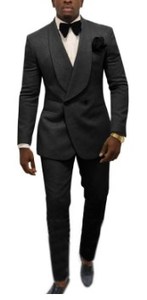 Su misura abito da uomo <span class=keywords><strong>smoking</strong></span> personalizzato da sposa Jacquard <span class=keywords><strong>nero</strong></span> su misura - Product Image 4