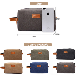 Bolsa de Aseo de Lona y Cuero con Logotipo Personalizado de Fábrica de Guangzhou, Bolsa de Aseo para Hombre, <span class=keywords><strong>Neceser</strong></span> de Viaje para Hombre - Product Image 5