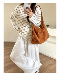 Sang trọng cổ điển của phụ nữ PU da lộn phong cách Tote Túi Frosted Messenger Crossbody dây đeo vai gối Túi xách da lộn cảm ứng Túi - Product Image 2