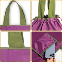 Sacs fourre-tout pliables en nylon ripstop et polyester de haute qualité, personnalisables, avec bandoulière et poignées en ruban/corde, réutilisables
