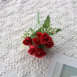Petit bouquet de fleurs artificielles en soie, chrysanthèmes et roses, décoration simple et fraîche pour mariage, décoration de table, décoration de la maison - Product Image 3