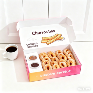 Boîte à pâtisserie en papier kraft biodégradable et recyclable de qualité alimentaire pour gâteaux, beignets, biscuits, desserts, emballages à emporter, churros - Product Image 2