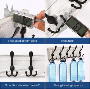 Perchero de pared de madera para sombreros, gancho de pared de madera de pino auténtica de 16.9 pulgadas, perchero de pared de madera blanca envejecida <span class=keywords><strong>con</strong></span> 5 ganchos - Product Image 4