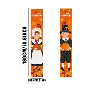 Happy Thanksgiving Door Curtain 30*180cm Festive <b>Banners</b> for Home Decor - Product Image 2