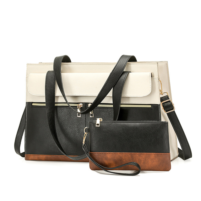 Verified Factory Custom Vegan Leather Tote Bag Set Women Luxury 2026 Office Laptop Briefcase Shoulder Handbag OEM ODM Service