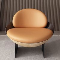 Fauteuil de salon en bois de haute qualité à dossier bas, chaise de détente moderne et luxueuse pour salon, hôtel, villa