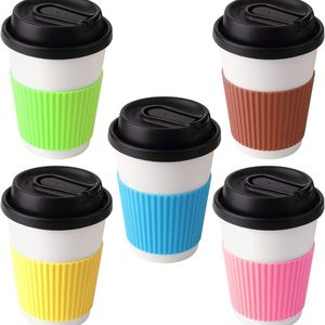 Multicolor Silicone Coffee Cup Sleeve Anti-slip Heat Resistant <b>Protector</b> for Mug <b>Glass</b> Stainless Steel - Product Image 1