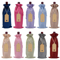 10Pc 35*15cm poche à cordon en lin, sac à vin en lin + ensemble d'étiquettes, sac à bouteille de vin, sac de dégustation à l'aveugle