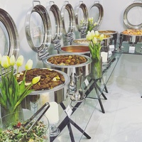 Promotion : Réchaud de buffet rond hydraulique en acier inoxydable argenté 6L