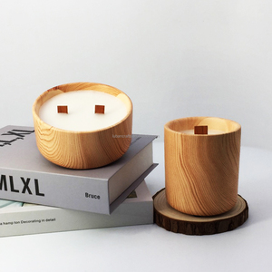 LTC57/LTC58 <strong>Large</strong> Ceramic Cup <strong>Candle</strong> Natural Wooden Color Outdoor Ceramic Jar <strong>Candle</strong> - Product Image 6