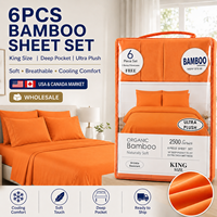 Lot de 6 draps en viscose de bambou taille King, rafraîchissants, doux, respirants, avec poches profondes, vente en gros