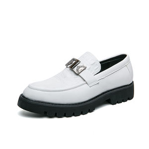 Chaussures habillées pour hommes, Derby, Oxford, mocassins, basses, à enfiler, semelle épaisse augmentant la taille, plateforme en cuir, bout rond, chaussures de ville - Product Image 2