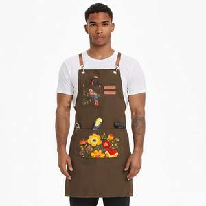Custom image Unisex Cross Back Canvas <b>Apron</b> Pockets Cotton Leather Sleeveless <b>Waist</b> Bib for for Restaurants Cooking Cleaning Painting Chefs - Product Image 2