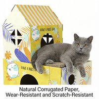 Maison pour chat à double étage, lit pour chat fermé avec plateforme de vue, zone à gratter intégrée, anti-chute, facile à nettoyer, Happyhome pour animaux de compagnie