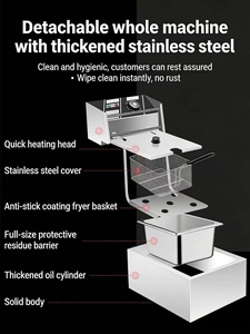 業務用電気フライヤー 2500w 10L ステンレス製 業務用フライヤー 家庭用キッチン レストラン用 - Product Image 2