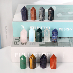 Toptan Sunstone kristal altıgen prizma kırmızı obsidyen Balmatin kulesi temizle kuvars kristalleri noktaları - Product Image 1