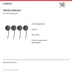 Kit de iluminación para ventilaciones de aire para Audi A3 2014-2018, cuatro componentes de iluminación para ventilaciones - Product Image 5
