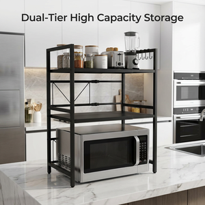 Estante Metálico Retráctil de Tres Niveles Ajustable <span class=keywords><strong>para</strong></span> Almacenamiento en Cocina, Ideal <span class=keywords><strong>para</strong></span> Horno de <span class=keywords><strong>Microondas</strong></span>, <span class=keywords><strong>Arrocera</strong></span> y Utensilios de Cocina - Product Image 1