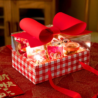 Boîte à couvercle avec nœud rose de luxe Boîte à gâteau élégante avec poignée en ruban Cadeau collation Grand nœud rouge Cadeau Boîte à gâteau en forme de fleur transparente pour Noël Saint Valentin