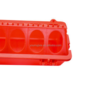 Grande mangeoire <span class=keywords><strong>rectangulaire</strong></span> de poulet d'équipement de volaille 22 mangeoires en <span class=keywords><strong>plastique</strong></span> rouges de trous pour des poulets - Product Image 3