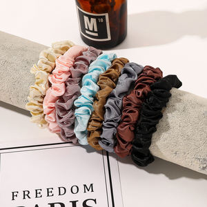 6 सेमी सैटिन छोटे पतले स्क्रूचिए ताजा ठोस रंग बालों की स्ट्रिंग पोनीटेल बून बाल सर्कल महिला महिला बालों के सामान - Product Image 2