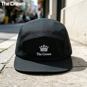 Custom Logo Lightweight 5 Panel Camp Cap Wholesale Bulk <b>Flat</b> Brim <b>Hat</b> With <b>Flat</b> Embroidery Manufacturer - Product Image 1