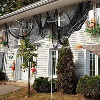 2024 Halloween tissu décoratif 215X500cm horreur noir effrayant chiffons en mousseline pour Halloween fête maisons hantées ouvertures de porte