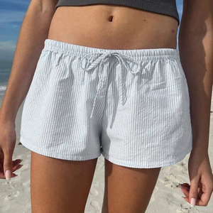 Y2K Streetwear Women Striped <b>Lace</b>-Up Loose Shorts Casual Summer Fashion Basic Shorts Wholesale Supplier - Product Image 2