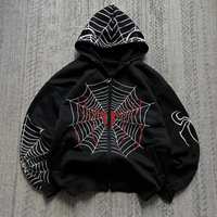 Sweat-shirt à capuche avec impression de logo personnalisé, motif araignée, broderie 3D, veste à capuche surdimensionnée unisexe