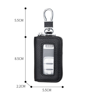 Porte-clés de voiture en cuir de qualité supérieure avec fermeture éclair - Étui élégant et universel pour clés pour hommes et femmes - Cadeau promotionnel prêt à offrir - Product Image 4