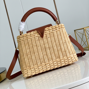 Sac d'été vintage en rotin Poignée en bambou Broderie de perles Arcs de diamants Plumes Sacs à main Utilisation de la plage Accessoire indispensable - Product Image 1