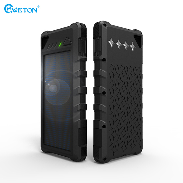 Hot Selling Thin Waterproof Portable Solar Powerbank 16000mAh Charger Power Bank Flash Light Solar Power Banks Charger