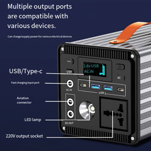 แผงโซลาร์เซลล์ลิเธียมไอออน MPPT 600W สำหรับใช้งานกลางแจ้ง 500WH คลื่นไซน์บริสุทธิ์ พร้อมพอร์ต RV ช่องจุดบุหรี่ สถานีพกพาสำหรับไลฟ์สด - Product Image 3