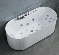 Baignoire autoportante moderne en acrylique avec drain, blanche