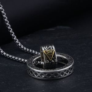 Collier vintage thaïlandais plaqué argent avec pendentif Œil de Dieu pour hommes et femmes, bijoux de couple chinois, bague porte-bonheur attirant la chance - Product Image 3