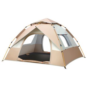 Outdoor Tent Two Door Two Window 2 Person <b>Camping</b> Tent Quick Open Foldable Beige Single Layer Four Seasons Waterproof - Product Image 3