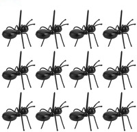 12 pièces de cure-dents à fruits, fourchettes à dessert, mini-fourchettes à nourriture pour fourmis en plastique noir créatives et adorables, décoration de maison mignonne, pics de fête