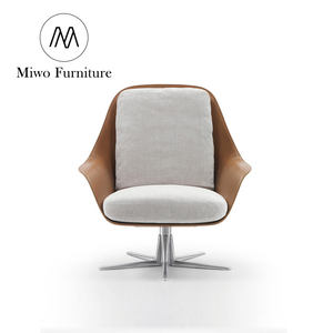 Modern ofis döner şezlong ile metal taban koltuk oturma odası için İtalyan mobilya deri recliner kanepe accent sandalye - Product Image 1