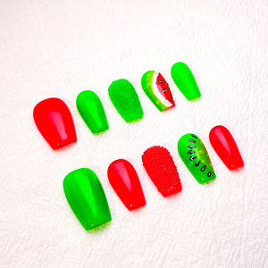 Collection d'été Fruits : <span class=keywords><strong>Faux</strong></span> Ongles 3D en Gel Souple Faits Main, 24 Pièces, Pointes Françaises Plus Résistantes, Amande, Stiletto, Motif <span class=keywords><strong>Fraise</strong></span> Mignon - Product Image 6