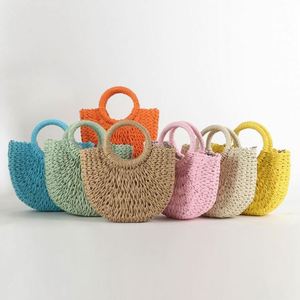 Bolso de Playa de Paja Personalizado al por Mayor para Mujer, Colorido, con Correa Larga para el Hombro - Product Image 1