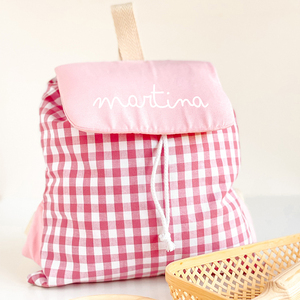 Mochilas Monogram para niños pequeños, libro preescolar, bolsa a cuadros, mochila personalizada de algodón a cuadros para niños - Product Image 2