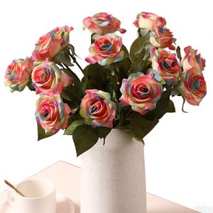 Fleurs artificielles en soie blanches effet naturel, roses artificielles pour la décoration intérieure, commande en gros - Product Image 3