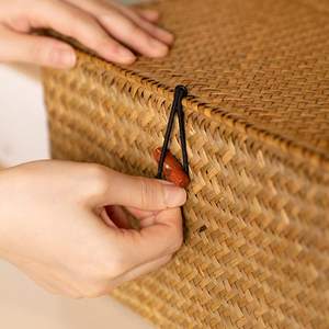 HT للبيع بالجملة عشبة بحرية ناوترال مع غطاء سلال مستطيلة منسوجة منظم للرفوف - Product Image 3