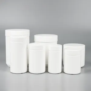 Custom Empty White HDPE Plastic Soft Touch Bottle 8oz 10oz 12oz 20oz 22oz 80oz Cylinder Plastic Powder Supplement Jar