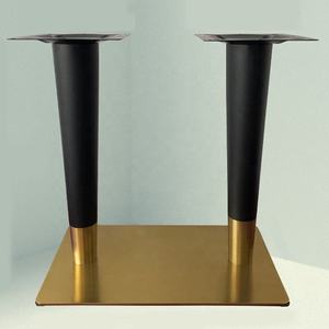 Modern Black & Gold Double Pedestal Stainless Steel <b>Table</b> Base Contemporary Dining Commercial Restaurant <b>Table</b> <b>Legs</b> - Product Image 1